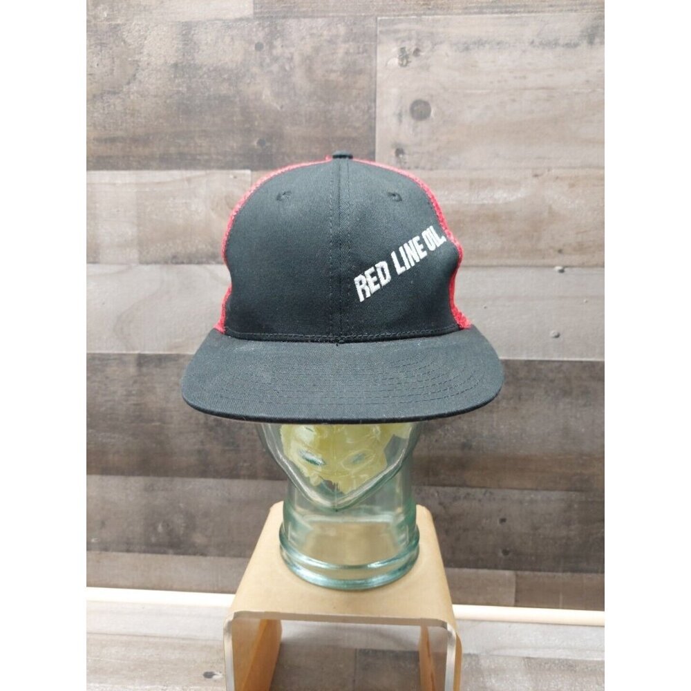Red Line Oil Automotive Brand Black With Red Mesh Trucker Style Snapback Hat